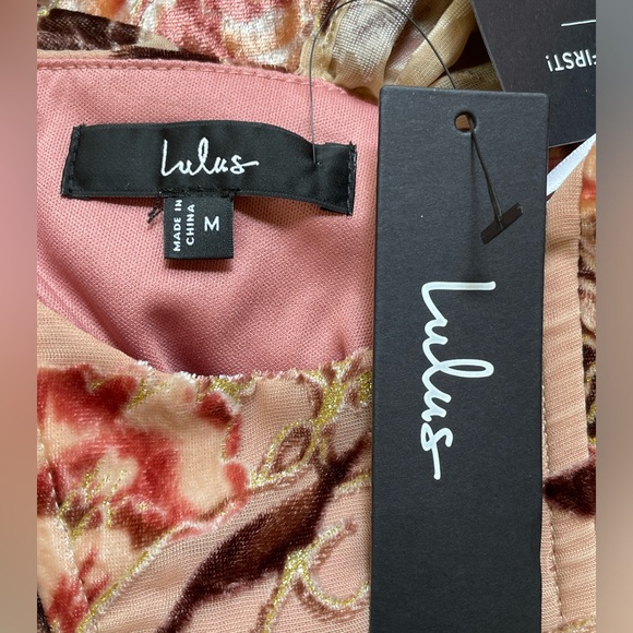 Lulus Blush Pink Burnout Velvet Floral Midi Corset Dress Women size Medium - Picture 2 of 12